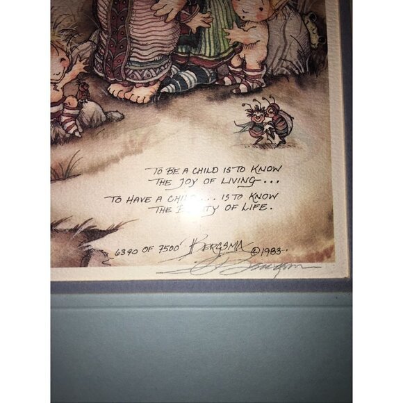 Jody Bergsma 1983 To Be A Child Print Watercolor Nursery Signed Framed 17x13” - Picture 3 of 6
